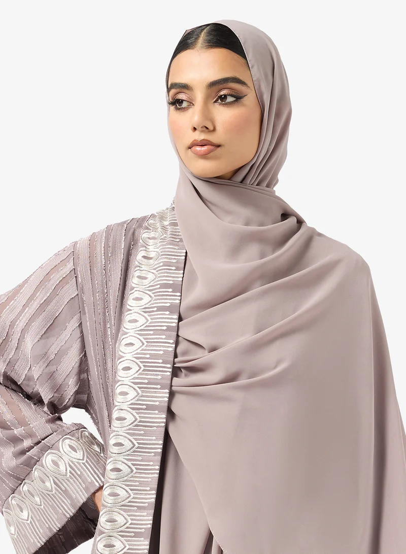 hayas closet  Striped Abaya With Sheila for Women | Best Price UAE